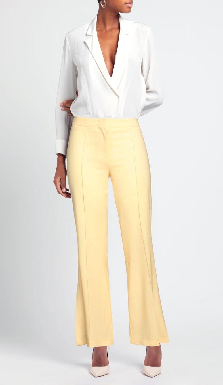 NWT Erika Cavallini Wool Trousers Butter Yellow Tailored Pants IT 48 US 12-14